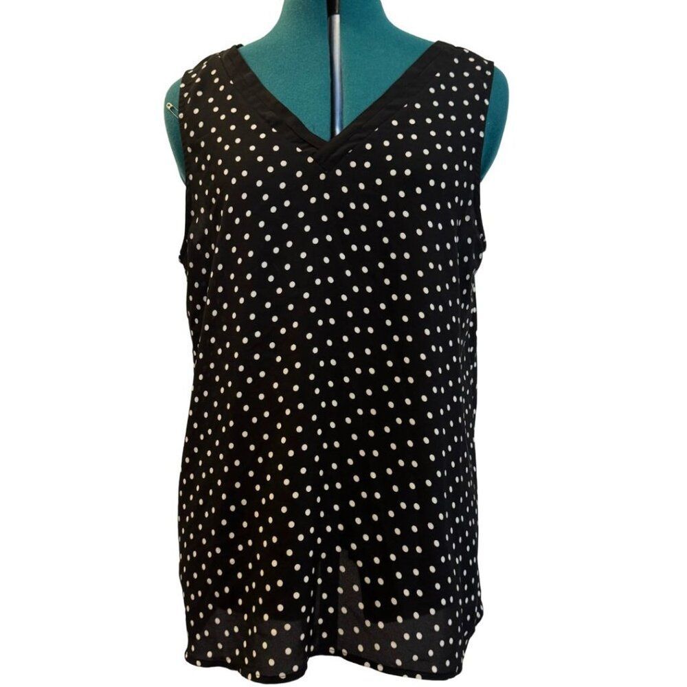 Maurices Polka Dot Tank Top - Size Large, Black/White